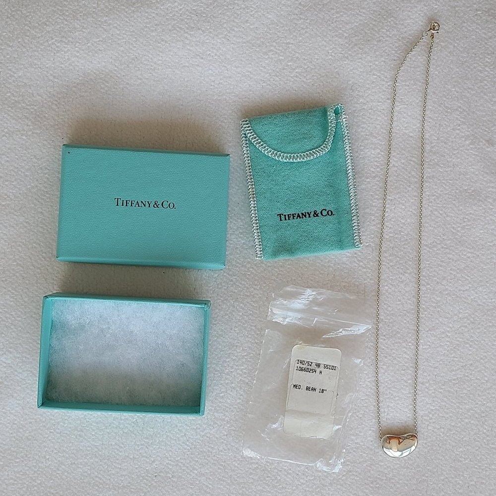 Never used Tiffany sterling silver bean necklace